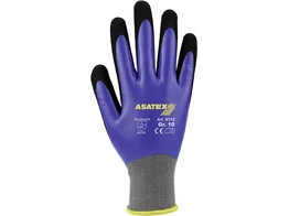 Asatex N110 Fijn gebreide Nitril  handschoen met Microschuim Blauw/Zwart