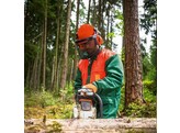 Casque de securite forestier Climax orange 6 points  DIN4840  sangle