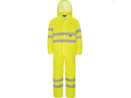 Vizwell VW6768Y Rain set with zipped pocket  fluorescent yellow