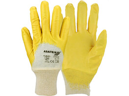 Asatex 03400 Yellow Nitrile Gloves Tricot edging  Open back