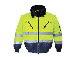 Portwest PJ50YNR - Hi-Vis 3-in-1 Pilot Jacket Yellow/Marine