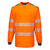 Portwest T185 - PW3 Hi-Vis Vision T-Shirt Long Sleeve Orange/Black