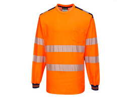 Portwest T185 - PW3 Hi-Vis Vision T-Shirt Long Sleeve Orange/Black