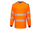 Portwest T185 - PW3 Hi-Vis Vision T-Shirt Long Sleeve Orange/Black