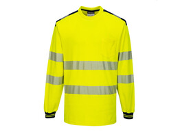 Portwest T185 - T-Shirt PW3 Hi-Vis Vision manches longues jaune/noir