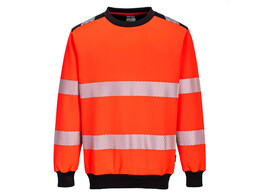 Portwest PW379 - PW3 Hi-Vis sweatshirt met ronde hals Rood/Zwart - S